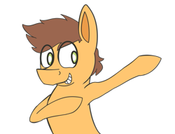 Size: 627x480 | Tagged: safe, artist:niteax, imported from derpibooru, oc, oc only, oc:krafty kitsune, earth pony, pony, dab, male, race swap, simple background, smiling, smirk, solo, stallion, transparent background