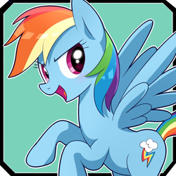 Size: 988x988 | Tagged: safe, artist:ryuu, imported from derpibooru, rainbow dash, pegasus, pony, cute, dashabetes, female, mare, rearing, solo