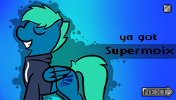 Size: 700x400 | Tagged: safe, artist:supermoix, imported from derpibooru, oc, oc only, oc:supermoix, pony, banned from equestria daily, simple background, solo, splash art, ya got