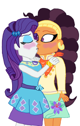 Size: 1500x2370 | Tagged: safe, artist:ktd1993, imported from derpibooru, rarity, saffron masala, equestria girls, equestria girls series, blushing, female, kissing, lesbian, raffron, shipping, simple background, transparent background