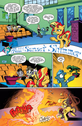 Size: 1073x1650 | Tagged: safe, idw, imported from derpibooru, juniper berry, sunset shimmer, pony, unicorn, spoiler:comic, spoiler:comicannual2013, advertisement, carnivorous plant, comic, female, idw advertisement, magic, male, mare, official comic, plant, plant magic, preview, princess celestia's school for gifted unicorns, speech bubble, stallion, unnamed character, unnamed pony, whistling