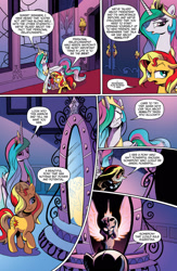 Size: 1073x1650 | Tagged: safe, idw, imported from derpibooru, princess celestia, sunset shimmer, pony, spoiler:comic, spoiler:comicannual2013, advertisement, idw advertisement, magic mirror, preview