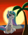 Size: 2400x3000 | Tagged: safe, artist:saburodaimando, imported from derpibooru, princess celestia, beach, butt, palm tree, plot, sitting, sun, sunset, tree