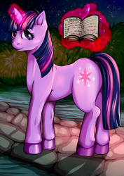 Size: 1653x2338 | Tagged: safe, artist:leastways, imported from derpibooru, twilight sparkle, pony, unicorn, backwards cutie mark, book, female, magic, mare, solo, unicorn twilight