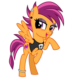 Size: 3000x3200 | Tagged: safe, artist:cheezedoodle96, imported from derpibooru, scootaloo, pegasus, pony, .svg available, adolescence, alternate hairstyle, anklet, clothes, ear piercing, earring, emo, female, filly, headcanon, jewelry, looking at you, nose piercing, nose ring, older scootaloo, piercing, punk, rearing, simple background, smiling, solo, spread wings, svg, tanktop, teenage scootaloo, teenager, transparent background, vector, wings