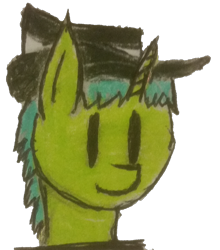 Size: 1384x1572 | Tagged: safe, artist:antique1899, imported from derpibooru, oc, oc only, oc:live "derp" bait, pony, fallout equestria, bust, fallout, hat, request, simple background, solo, traditional art, transparent background