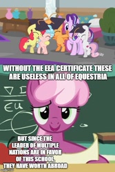 Size: 455x681 | Tagged: safe, edit, edited screencap, imported from derpibooru, screencap, apple bloom, cheerilee, cozy glow, scootaloo, starlight glimmer, sweetie belle, pony, marks for effort, female, filly, graduation, graduation cap, image macro, mare, meme, mortarboard