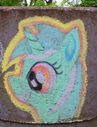 Size: 1365x1797 | Tagged: safe, artist:malte279, imported from derpibooru, lyra heartstrings, pony, unicorn, chalk, chalk drawing, female, irl, mare, photo, smiling, solo, traditional art