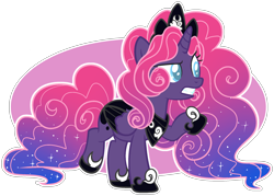 Size: 2126x1525 | Tagged: safe, artist:azrealrou, imported from derpibooru, oc, oc only, alicorn, pony, magical lesbian spawn, offspring, parent:pinkie pie, parent:princess luna, parents:lunapie, simple background, solo, transparent background