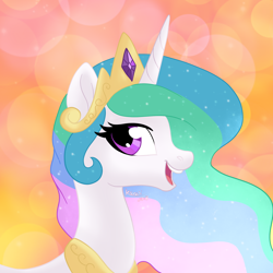 Size: 1280x1280 | Tagged: safe, artist:karzii, imported from derpibooru, princess celestia, alicorn, pony, bust, female, portrait, smiling, solo