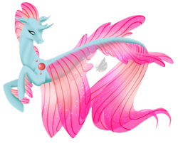 Size: 1024x824 | Tagged: safe, artist:oneiria-fylakas, imported from derpibooru, ocellus, seapony (g4), non-compete clause, disguise, disguised changeling, female, seaponified, seapony ocellus, simple background, solo, species swap, transparent background