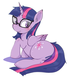 Size: 893x996 | Tagged: safe, artist:hua, imported from derpibooru, sci-twi, twilight sparkle, alicorn, pony, blushing, cute, female, glasses, looking at you, mare, scitwilicorn, simple background, solo, twiabetes, twilight sparkle (alicorn), white background