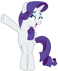 Size: 2474x3022 | Tagged: dead source, safe, artist:rarespirit611, imported from derpibooru, rarity, pony, unicorn, fake it 'til you make it, bipedal, female, lidded eyes, mare, open mouth, pose, simple background, solo, transparent background, vector