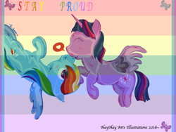 Size: 1024x768 | Tagged: safe, artist:theelementofmagic, imported from derpibooru, rainbow dash, twilight sparkle, alicorn, pegasus, pony, female, lesbian, pride month, shipping, twidash, twilight sparkle (alicorn)