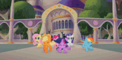 Size: 480x238 | Tagged: safe, edit, edited screencap, imported from derpibooru, screencap, applejack, fluttershy, pinkie pie, rainbow dash, rarity, twilight sparkle, alicorn, my little pony: the movie, animated, creatures of grimm, exploitable meme, female, mane six encounter villains, meme, nuckelavee, nuckelavee (rwby), rwby, spliced video, twilight sparkle (alicorn)