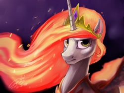Size: 2048x1536 | Tagged: safe, artist:louislithium, imported from derpibooru, daybreaker, princess celestia, alicorn, pony, depth of field, female, frown, looking at you, mare, solo