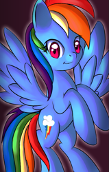 Size: 555x872 | Tagged: safe, imported from derpibooru, rainbow dash, pegasus, pony, female, mare, smiling, solo