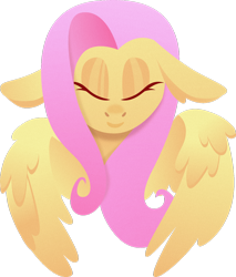 Size: 1024x1203 | Tagged: safe, artist:simonk0, imported from derpibooru, fluttershy, pegasus, pony, bust, eyes closed, female, floppy ears, front view, full face view, mare, portrait, simple background, solo, spread wings, transparent background, wings