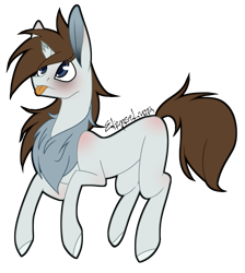 Size: 1377x1535 | Tagged: safe, artist:eclispeluna, imported from derpibooru, oc, oc only, pony, unicorn, broken horn, chest fluff, male, simple background, solo, stallion, tongue out, transparent background