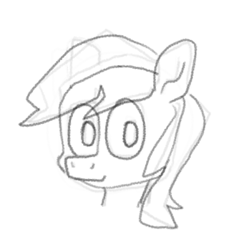 Size: 334x349 | Tagged: safe, artist:ayellowhorse, derpibooru exclusive, imported from derpibooru, pony, ambiguous gender, bust, generic pony, looking at you, monochrome, simple background, sketch, solo, white background