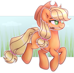 Size: 1901x1861 | Tagged: safe, artist:anisa-mlp222, imported from derpibooru, applejack, earth pony, pony, cowboy hat, female, freckles, hat, hay stalk, mare, missing cutie mark, simple background, solo, starry eyes, straw in mouth, transparent background, wingding eyes