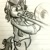 Size: 726x726 | Tagged: safe, artist:mr.candy_owo, imported from derpibooru, oc, oc only, oc:schwarz, semi-anthro, lined paper, musical instrument, solo, traditional art, trombone