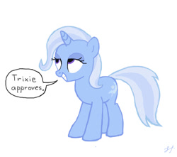 Size: 678x600 | Tagged: safe, artist:beyondysupreme, deleted from derpibooru, imported from derpibooru, trixie, pony, unicorn, dialogue, female, mare, signature, simple background, solo, white background