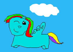 Size: 510x370 | Tagged: artist needed, safe, imported from derpibooru, rainbow dash, pony, 1000 hours in ms paint, female, one eye closed, quality, solo, wink