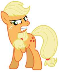 Size: 4854x5871 | Tagged: safe, artist:estories, imported from derpibooru, applejack, earth pony, pony, absurd resolution, angry, female, hatless, mare, missing accessory, simple background, solo, transparent background, vector