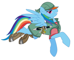 Size: 2424x1960 | Tagged: safe, artist:applewoodart, imported from derpibooru, rainbow dash, pegasus, pony, boots, clothes, female, final fantasy, flying, key, keychain, knife, mare, shoes, simple background, solo, thief, transparent background