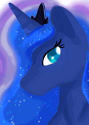 Size: 1024x1448 | Tagged: safe, artist:lordswinton, imported from derpibooru, princess luna, alicorn, pony, blue, bust, colored, female, painting, portrait, princess, sketch, solo