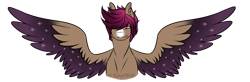 Size: 1024x337 | Tagged: safe, artist:kimyowolf, imported from derpibooru, oc, oc only, oc:yugo, pony, bust, male, portrait, simple background, solo, spread wings, stallion, transparent background, wings