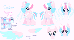 Size: 1154x631 | Tagged: safe, artist:arxielle, imported from derpibooru, oc, oc only, oc:sakura fairy, pegasus, pony, female, mare, reference sheet, solo