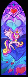 Size: 889x2459 | Tagged: safe, artist:alexia tryfon, imported from derpibooru, princess cadance, alicorn, pony, my little pony: the movie, female, heart, mare, signature, solo, stained glass