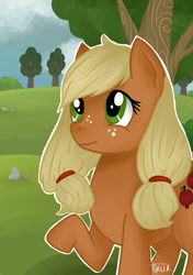 Size: 2039x2894 | Tagged: safe, artist:zuzella96, imported from derpibooru, applejack, earth pony, pony, female, mare, solo, tree