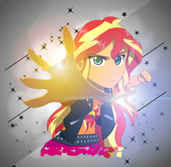 Size: 1500x1471 | Tagged: safe, artist:fantasygerard2000, edit, imported from derpibooru, sunset shimmer, equestria girls, badass, disintegration, female, glass, hand, lens flare, particles, photoshop, photoshop touch, smoke, solo
