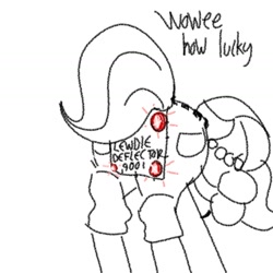 Size: 1440x1440 | Tagged: safe, artist:tjpones, imported from derpibooru, oc, oc only, oc:brownie bun, earth pony, pony, horse wife, bend over, bent over, black and white, clothes, dialogue, female, grayscale, mare, monochrome, over 9000, pantaloods, pantaloons, pants, simple background, solo, white background