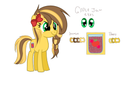 Size: 2702x1808 | Tagged: safe, artist:xxcutecookieswirlsxx, imported from derpibooru, oc, oc only, oc:sapple jam, pony, female, offspring, parent:applejack, parent:caramel, parents:carajack, reference sheet, simple background, solo, teenager, transparent background