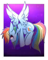 Size: 667x824 | Tagged: safe, artist:vale-bandicoot96, imported from derpibooru, rainbow dash, pony, female, flying, moonlight, night, solo