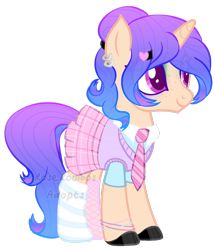 Size: 1024x1193 | Tagged: safe, artist:roserooibos, imported from derpibooru, oc, oc only, pony, unicorn, clothes, cute, female, freckles, mare, necktie, plaid skirt, shirt, shoes, simple background, skirt, socks, solo, striped socks, sweater vest, transparent background