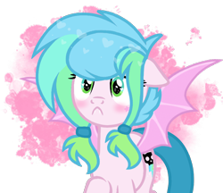 Size: 900x777 | Tagged: safe, artist:chococakebabe, imported from derpibooru, oc, oc only, oc:fairie box, oc:speed demon, bat pony, pony, bat pony oc, blushing, female, heart eyes, mare, simple background, solo, transparent background, wingding eyes