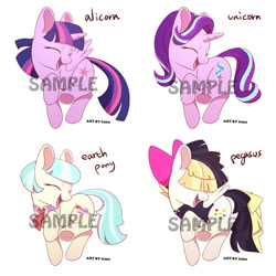 Size: 600x600 | Tagged: safe, artist:sion, imported from derpibooru, coco pommel, songbird serenade, starlight glimmer, twilight sparkle, alicorn, earth pony, pegasus, pony, unicorn, my little pony: the movie, advertisement, cocobetes, cute, eyes closed, female, glimmerbetes, mare, open mouth, smiling, songbetes, twiabetes, twilight sparkle (alicorn)