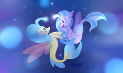 Size: 1024x614 | Tagged: safe, artist:maddie8972, imported from derpibooru, princess skystar, silverstream, seapony (g4), my little pony: the movie, cousins, duo, female, underwater