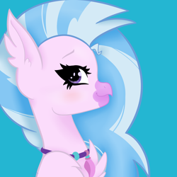 Size: 1500x1500 | Tagged: safe, artist:namiiarts, imported from derpibooru, silverstream, classical hippogriff, hippogriff, school daze, blushing, bust, smiling