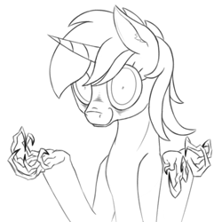 Size: 1240x1240 | Tagged: safe, artist:afterrain, deleted from derpibooru, imported from derpibooru, lyra heartstrings, claws, creepy, deformed, hand, looking at you, smiling, solo, that pony sure does love hands