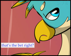 Size: 2350x1850 | Tagged: safe, artist:flash_draw, imported from derpibooru, gallus, sandbar, earth pony, griffon, pony, comic:boring days, comic, gallbar, gay, interspecies, male, nervous, offscreen character, shipping, sitting