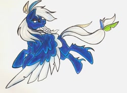 Size: 887x649 | Tagged: safe, artist:smirk, imported from derpibooru, oc, oc only, pegasus, pony, feather, solo, traditional art