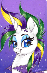 Size: 292x453 | Tagged: safe, artist:karzii, imported from derpibooru, rarity, pony, unicorn, alternate hairstyle, bust, bust unicorn, female, mare, punk, raripunk, solo