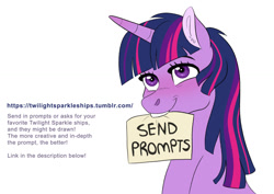 Size: 1024x725 | Tagged: safe, artist:cascayd, imported from derpibooru, twilight sparkle, pony, ask, blushing, female, implied shipping, mouth hold, prompt, solo, tumblr