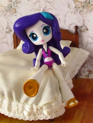 Size: 1200x1600 | Tagged: safe, artist:whatthehell!?, imported from derpibooru, rarity, equestria girls, beach, bed, bedroom, clothes, doll, equestria girls minis, irl, photo, sandals, swimsuit, toy